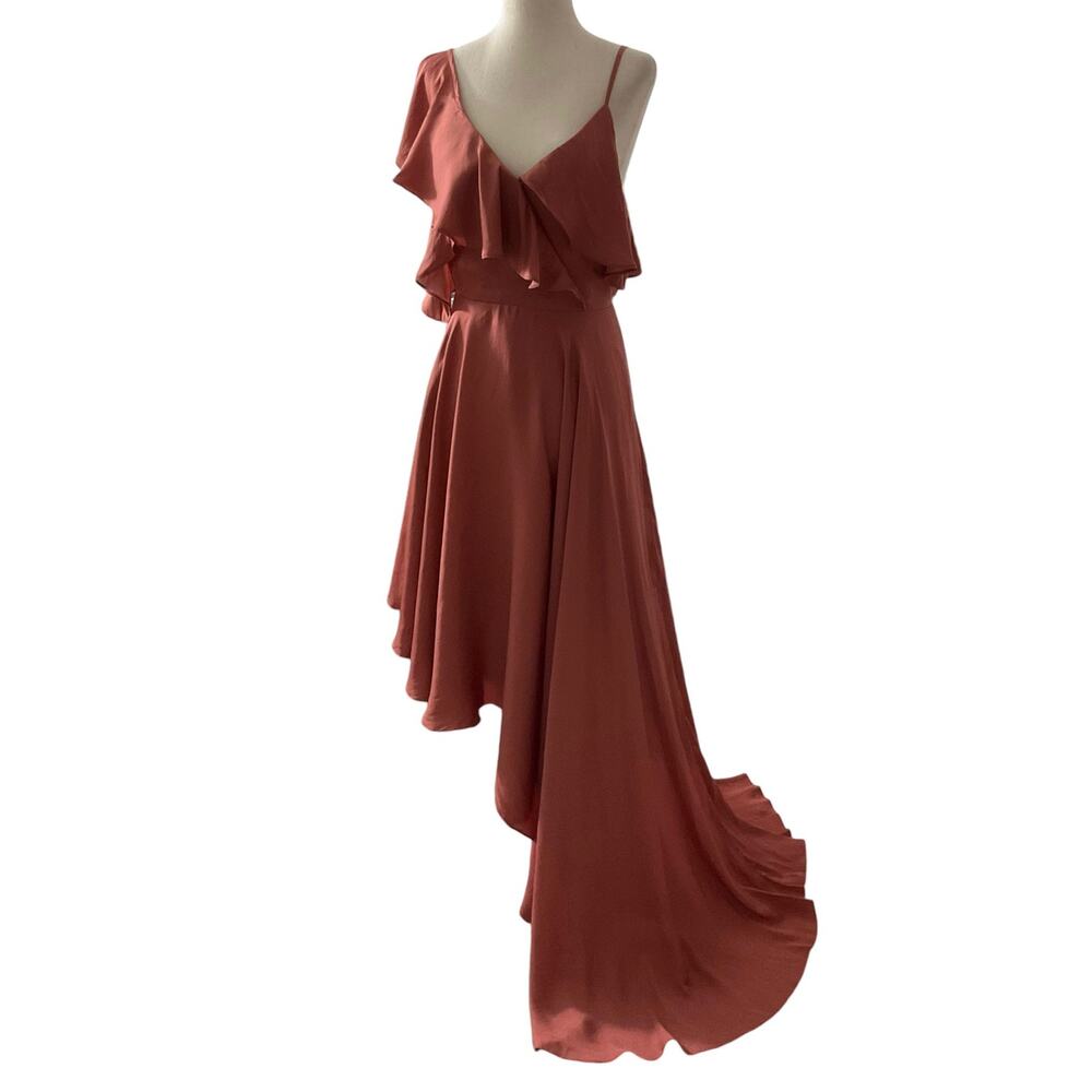 Do Be Rose Pink Lined Satin High Low Dress Women Size Small | 28-8
